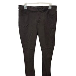 NYDJ Billie Mini Bootcut Brown Pants Trousers White Stitching Size 14